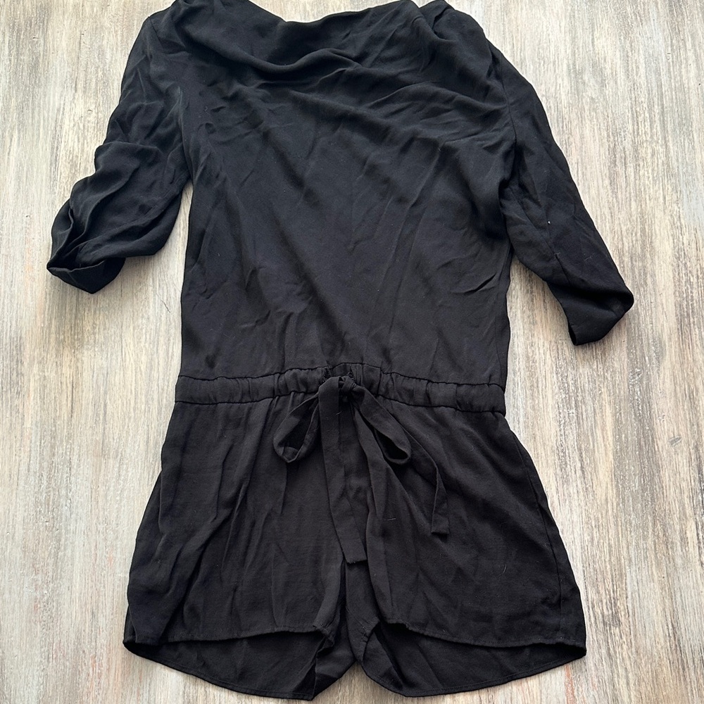 Women’s Black Romper with Tie Waist